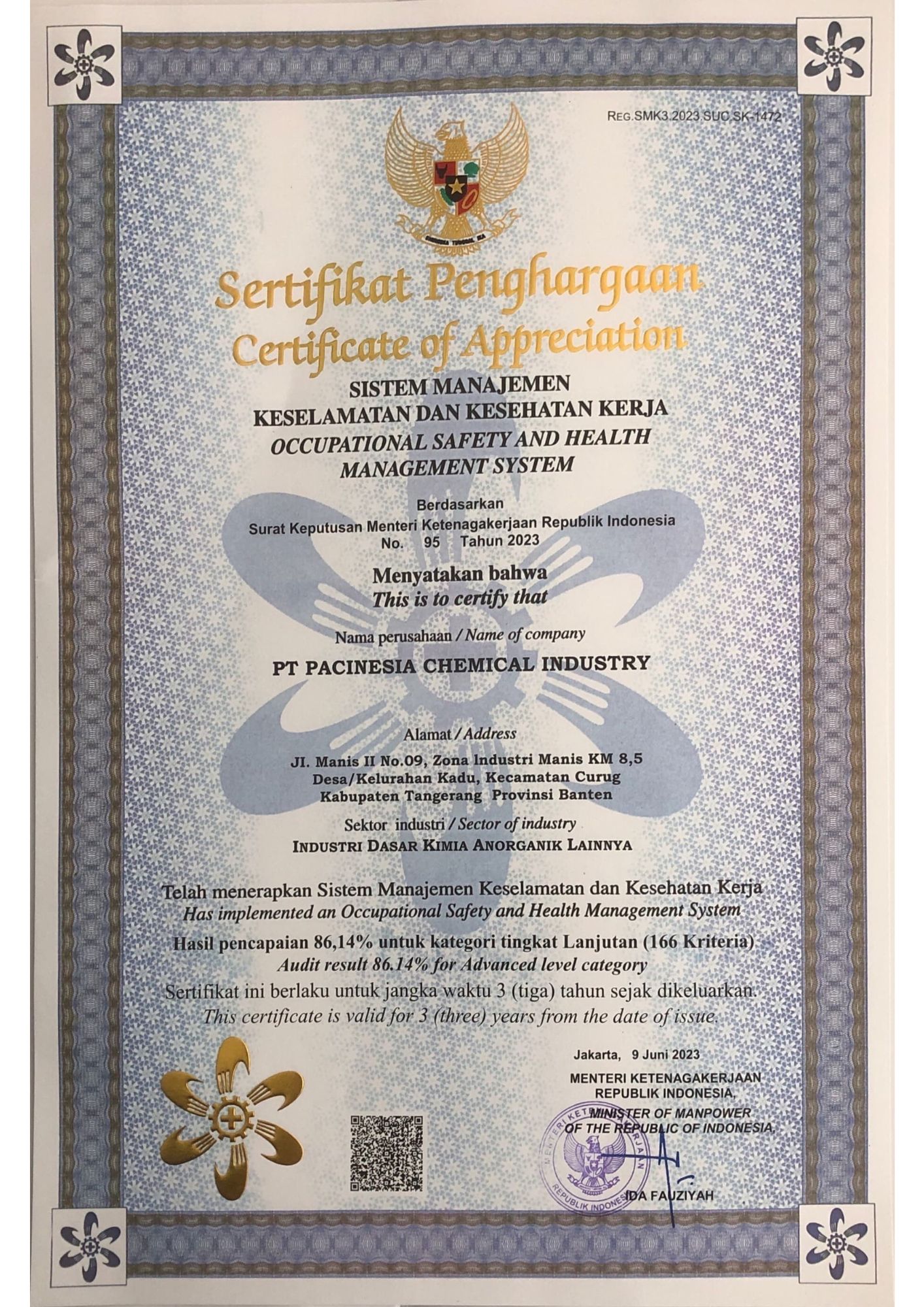 SMK3 Certificate